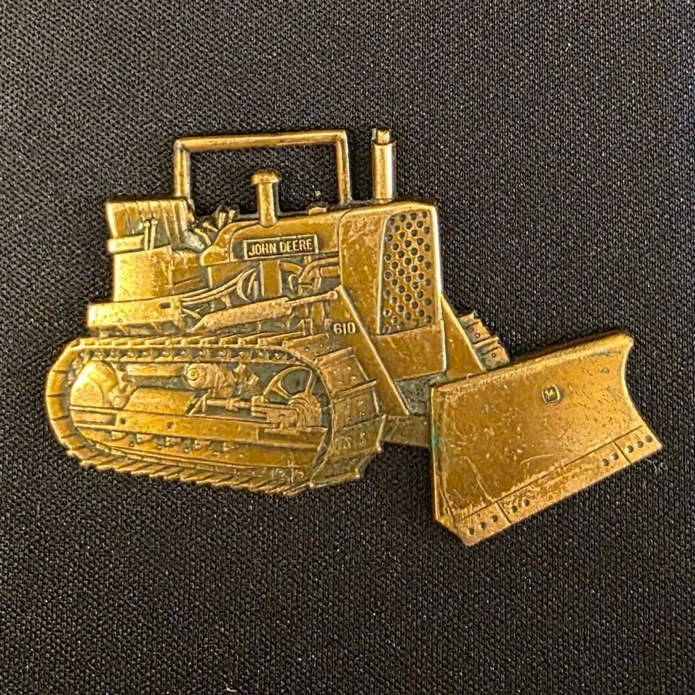 Vintage gold John Deere tractor pocket watch